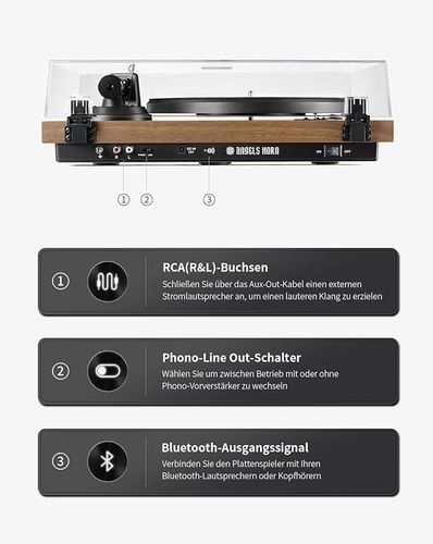 Gramofon ANGELS HORN HP-H019 z przedwzmacniaczem, 33 i 45 obr./min Brązowy na Arena.pl