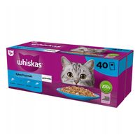 WHISKAS MOKRA KARMA DLA KOTA RYBNE SMAKI W GALARETCE SASZETKI 40X85 G