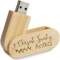 Pendrive drewniany grawerowany pamiątka prezent 16 GB chrzest święty