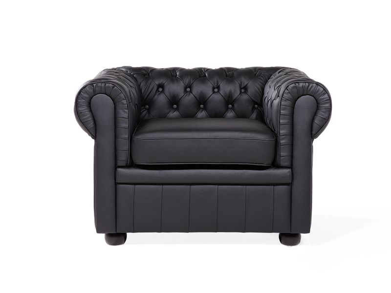 Fotel skórzany czarny CHESTERFIELD zdjęcie 3