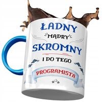 Kubek Błękitny Dla Programisty Ładny Mądry Skromny Z Nadrukiem Ze Zdjęciem