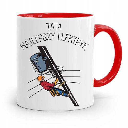Kubek Czerwony Dla Taty Ojca Najlepszy Elektryk Z Nadrukiem Ze Zdjęciem na Arena.pl