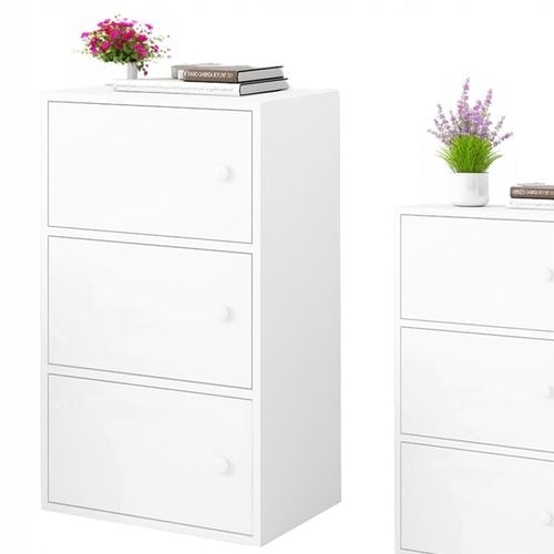 NOWOCZESNA POJEMNA KOMODA SZAFKA DUŻA BIAŁA SKANDYNAWSKI LOFT RETRO 3 PÓŁKI na Arena.pl