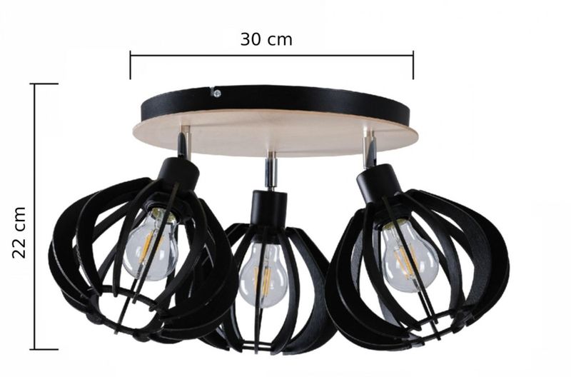 Spot 3xE27 NICOLETA BLACK AND NATURAL 817 zdjęcie 3