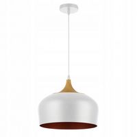 LAMPA WISZĄCA LOFT E27 BIAŁA ZŁOTA DREWNO ŻYRANDOL NOWOCZESNA