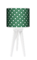 Lampa stołowa - trójnóg drewniana mała - Kropki butelkowa zieleń