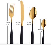 Zestawy Sztućców -LUKSUS - ZŁOTO - CZARNE -  24 szt