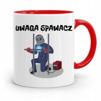 Kubek Czerwony Prezent Spawacza Uwaga Spawacz Z Nadrukiem Ze Zdjęciem