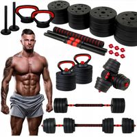 Hantle 30kg 2x15kg 16x talerz sztanga kettlebell zestaw 6w1