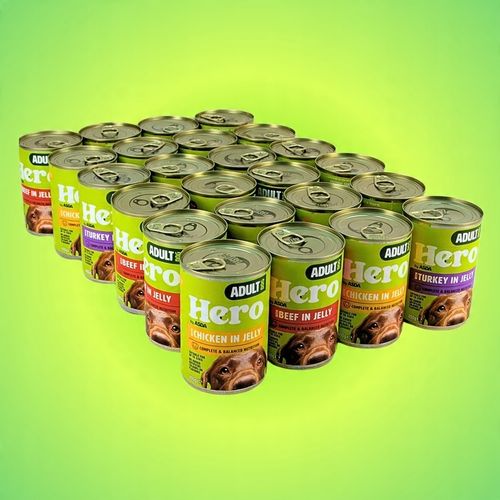 Mokra karma dla psa Hero MIX SMAKÓW kawałki w galaretce 24 x 400g 9,6 kg na Arena.pl