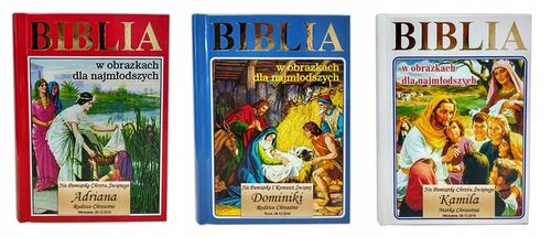 BIBLIA NA PREZENT BIBLIA na CHRZEST KOMUNIĘ PISMO ŚWIĘTE GRAWER IMIĘ biała na Arena.pl