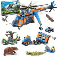 KLOCKI SAMOLOT HELIKOPTER SAMOCHÓD FIGURKA ZWIERZĄT ZESTAW PREZENT 1356szt