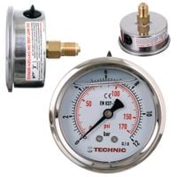 manometr glicerynowy ciśnieniomierz zegar 63mm 0-12 bar gwint 1/4” tylny