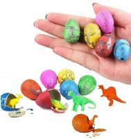 zestaw 15 x jajko 4cm Wykluwający dinozaur rosnący gumowy niespodzianka