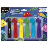 flamastry jumbo z figurką dinozaury 6 kolorów k
