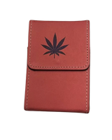 Łososiowe Koralowe Pudełko Etui na Paczkę Papierosów Czarny Liść Marychy