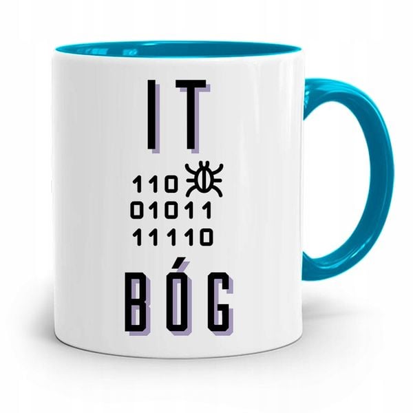Kubek Błękitny Informatyka Programisty It Bóg Z Nadrukiem Ze Zdjęciem zdjęcie 1