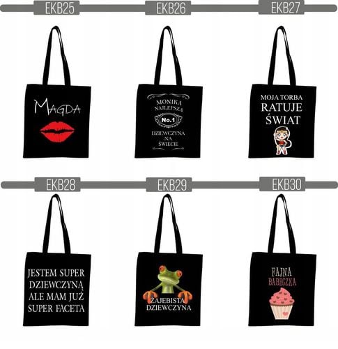 EKO TORBA czarna super nadruk Twój napis TANIO na Arena.pl
