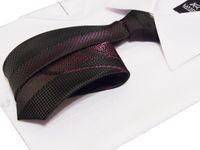 Czarny KRAWAT śledź Japan Style fioletowy żakardowy wzór