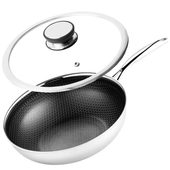 Profesjonalna patelnia ceramiczna Kanso Wok 30 cm z pokrywką Na indukcje