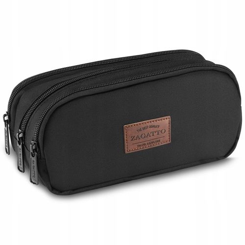 Piórnik szkolny duży trzykomorowy saszetka do szkoły czarny pojemny ZAGATTO na Arena.pl