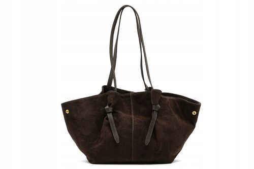 Czekoladowa torebka zamszowa shopper brąz SKÓRA ZAMSZ NATURALNY Vera Pelle na Arena.pl