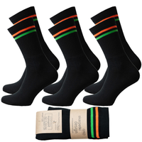 Skarpetki sportowe PÓŁ-FROTTE CZARNE pomarańczowy zielony pasek 38-40