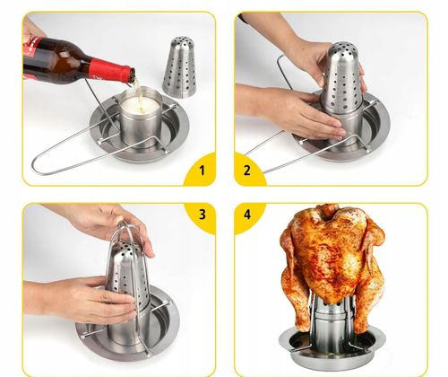 stojak na kurczaka ze stali nierdzewnej grilli 777536 na Arena.pl