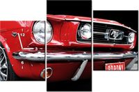 60CM 90 ZEGAR 3 ELEM RED MUSTANG Y ŚCIENNY