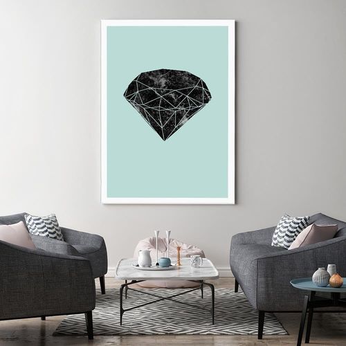 Deco Panel, Czarny diament na niebieskim tle 40x60 na Arena.pl
