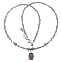 Naszyjnik z zawieszką - Labradoryt i srebro