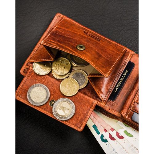 skórzany portfel męski w kolorze brązowym z systemem rfid - peterson na Arena.pl