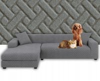 POKROWIEC NA NAROŻNIK Sofę Kanapę SZARY ŻAKARD Elastyczny 3+2 OS Prostokąty