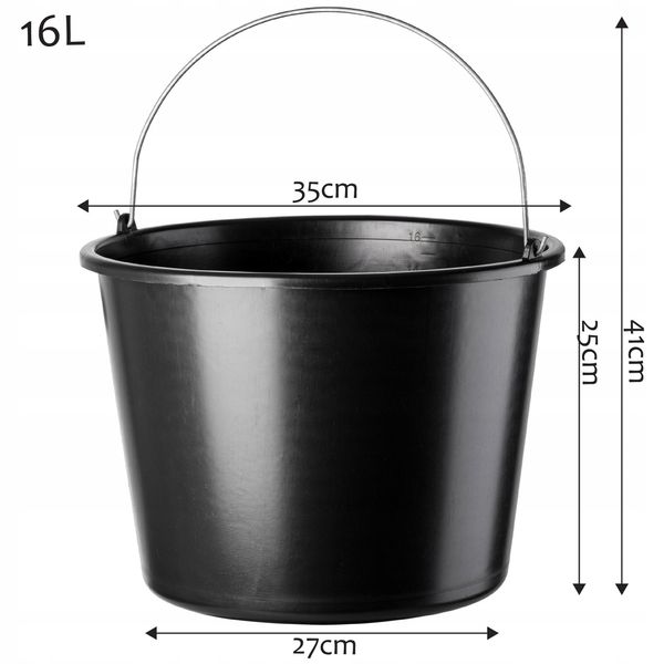 WIADRO PLASTIKOWE BUDOWLANE GOSPODARCZE 16L 3SZT zdjęcie 3