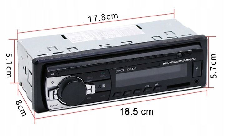 RADIO SAMOCHODOWE 1DIN ZASILANIE 24V BT USB SD AUX zdjęcie 3