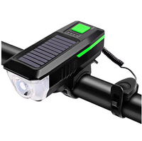 Lampka rowerowa LED 2w1 dzwonek USB/SOLARNA Zielony