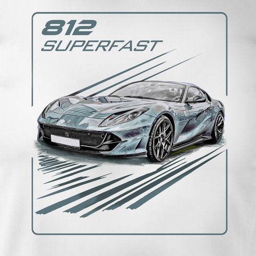 Koszulka z samochodem Ferrari 812 Superfast męska biała REGULAR XXL na Arena.pl