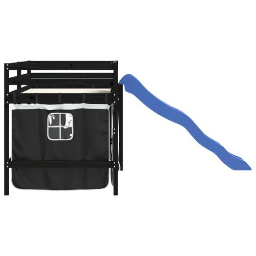 Dziecięce łóżko na antresoli, biało-czarne zasłonki, 80x200 cm na Arena.pl