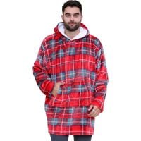 Kocobluza Oversize Gruba Bluza z Kapturem Koc Ciepła Miękka Czerwona 2w1