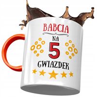 Kubek Pomarańczowy Dla Babci Babuni Na Dzień Babci Z Nadrukiem Ze Zdjęciem