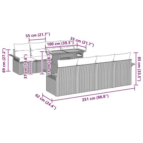 Zestaw Sof na Ogród 7 pcs beżowo-kremowy 100 x 55 x 73 cm na Arena.pl