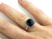 srebrny pierścionek obsydian czarny srebro pr. 925 rozmiary do wyboru