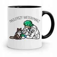 Kubek Czarny Dla Weterynarza Najlepszy Weterynarz Z Nadrukiem Ze Zdjęciem