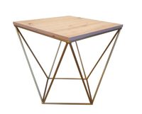 Stolik kawowy druciany LOFT Industrial dąb craft/złoty