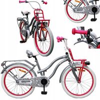 Rower dziecięcy dla dziewczynki srebrno różowy AMIGO koło 20 " szary