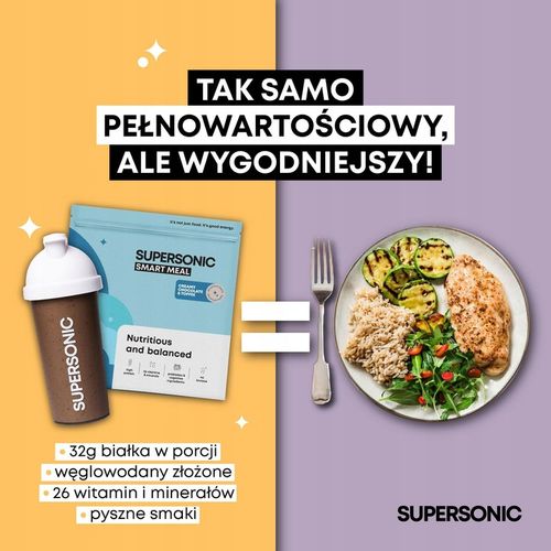 Posiłek SUPERSONIC Smart Meal WPC Zamiennik Posiłku w Proszku + KREM GRATIS na Arena.pl
