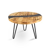 Okrągły stolik kawowy z drewna i żywicy MARCZUKITA