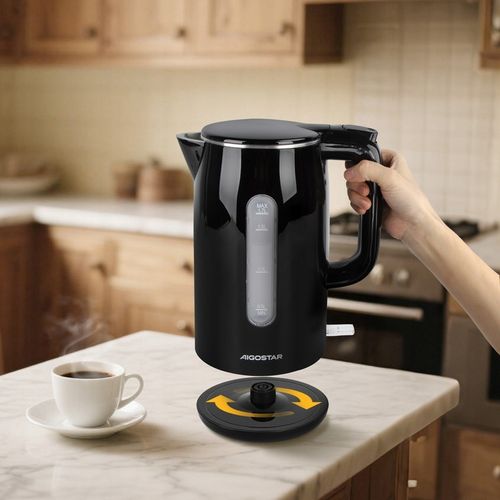 Czajnik elektryczny bezprzewodowy 2200W 1,7l czarny LED podwójne ścianki na Arena.pl