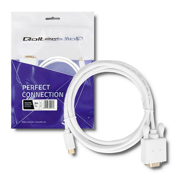 Qoltec Kabel USB 3.1 typ C męski/ VGA męski | FULL HD | Alternate mode | 2m zdjęcie 2