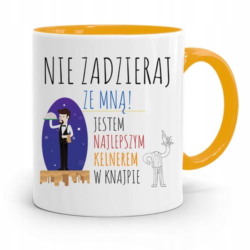 Dla Kelnera Kubek Żółty Nie Zadzieraj Ze Mną Z Nadrukiem Ze Zdjęciem na Arena.pl